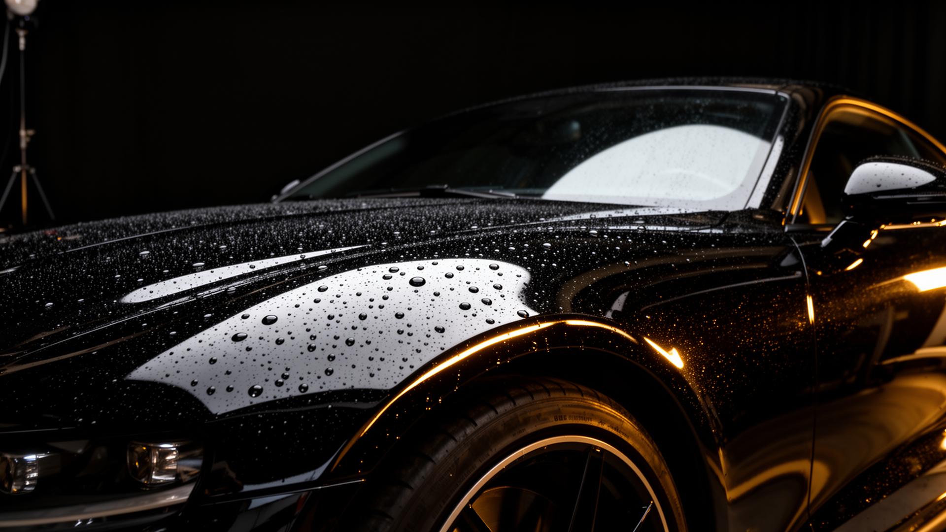 Glanzende zwarte sportwagen met keramische coating